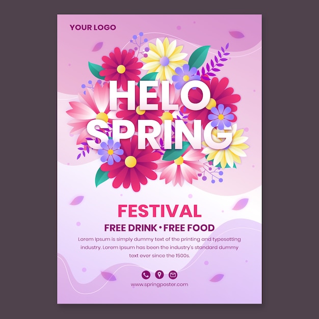 Free vector gradient spring vertical poster template