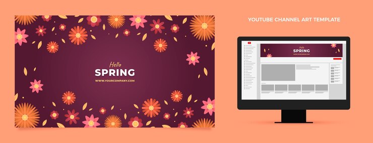 Free Vector gradient spring youtube channel art