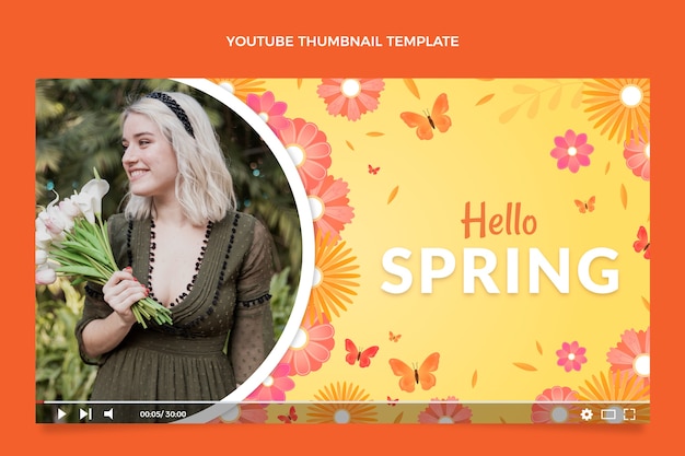 無料ベクター グラデーション春のyoutubeサムネイル