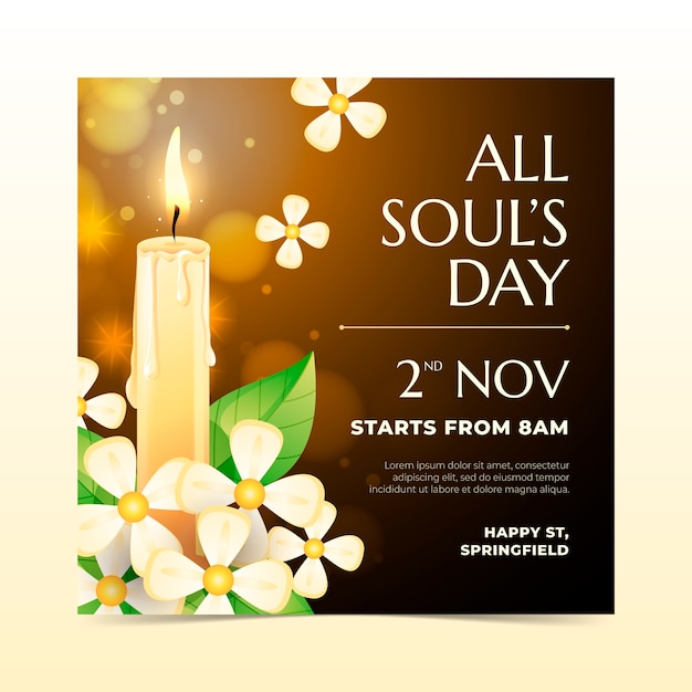 Free vector gradient square banner template for brazilian all souls day