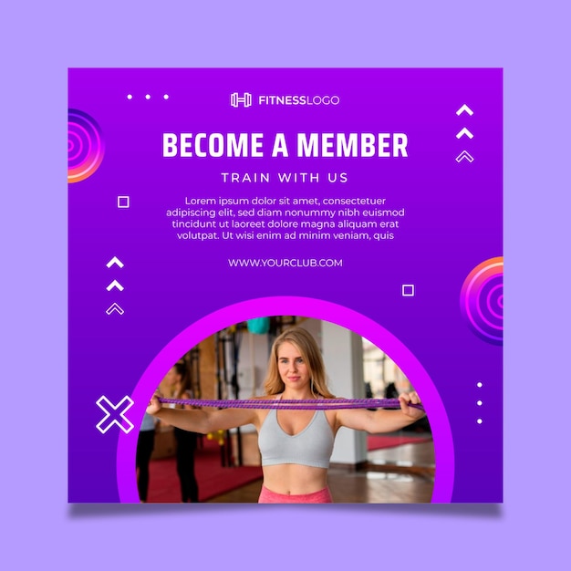 Free vector gradient squareflyer template for gym training