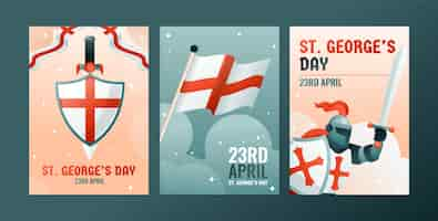 Free vector gradient st george's day greeting cards collection