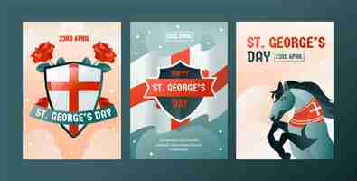 Free vector gradient st george's day greeting cards collection