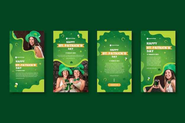 Free vector gradient st. patrick's day instagram stories