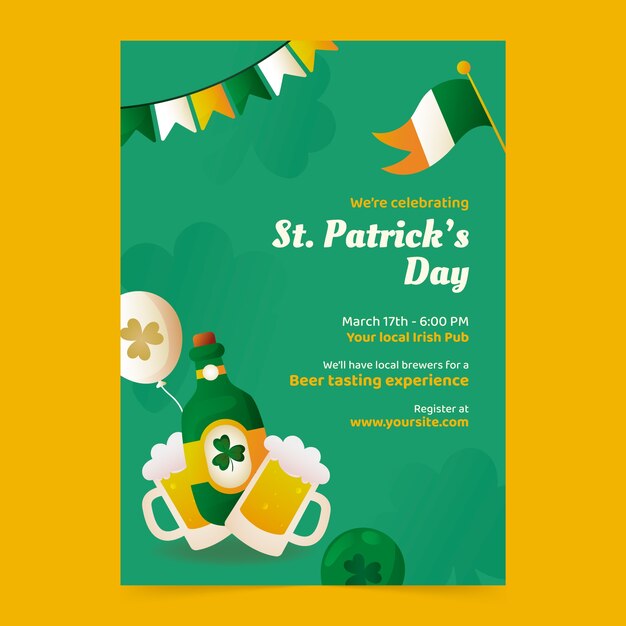 Gradient st patrick's day poster flyer template