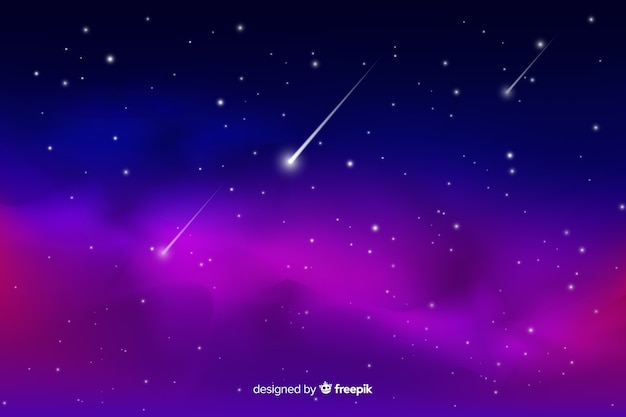 Gradient starry night with shooting star background