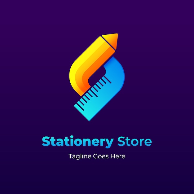 Free vector gradient stationery store logo design template