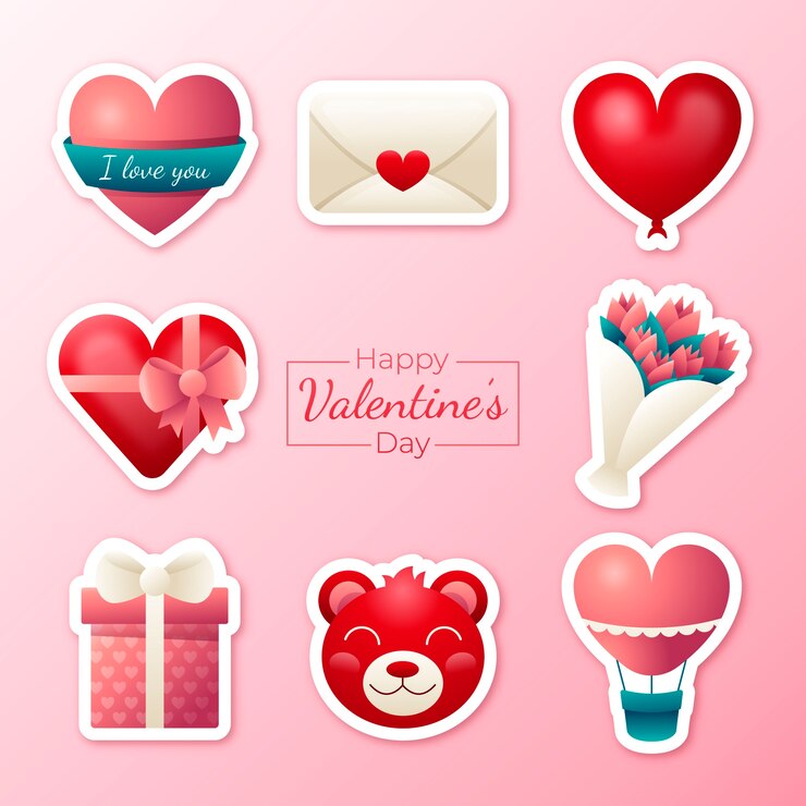 Free Vector gradient stickers collection for valentine's day holiday