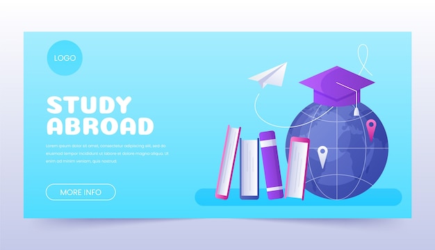 Free vector gradient study abroad landing page