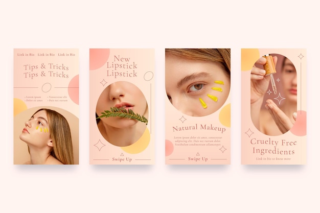 Free vector gradient style beauty instagram story collection