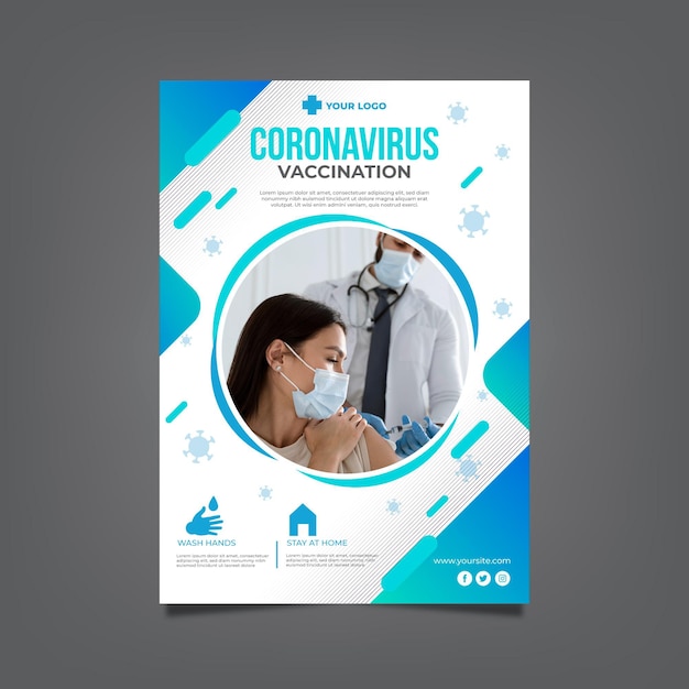 Gradient style coronavirus vaccination flyer