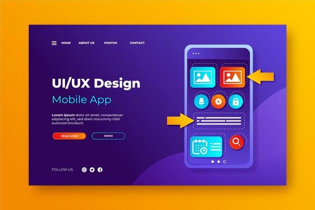 Gradient style ui/ux landing page