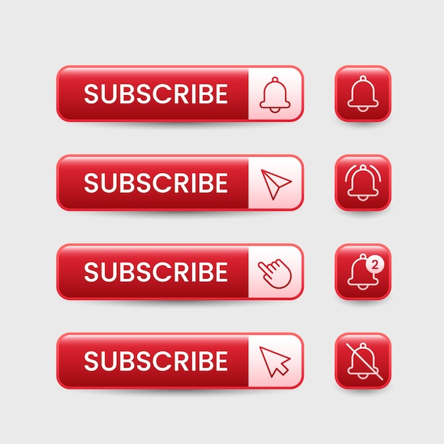 Free vector gradient subscribe button set