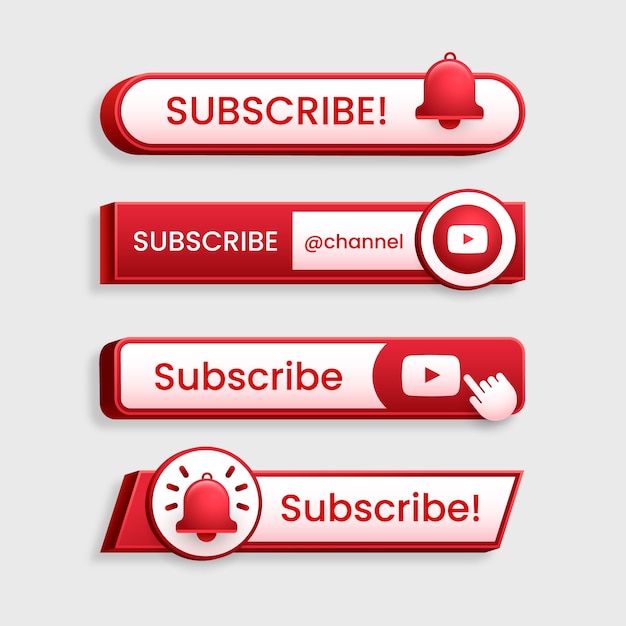Free vector gradient subscribe button set