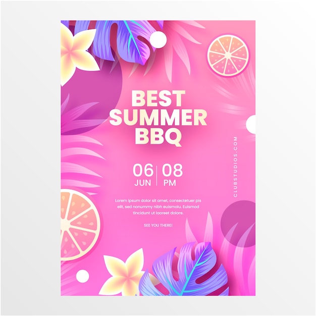 Modello di poster per barbecue party estivo sfumato