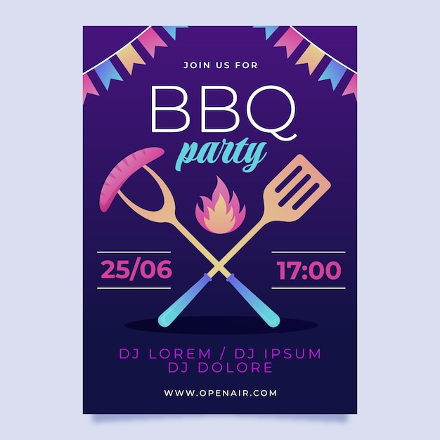 Vettore gratuito invito barbecue estivo sfumato