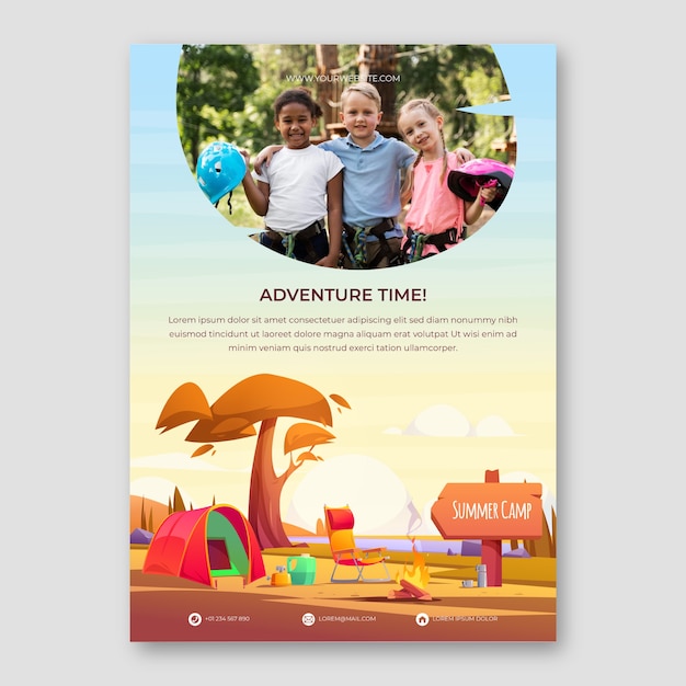 Free vector gradient summer camp flyer template