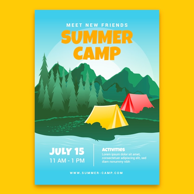 Free vector gradient summer camp poster template