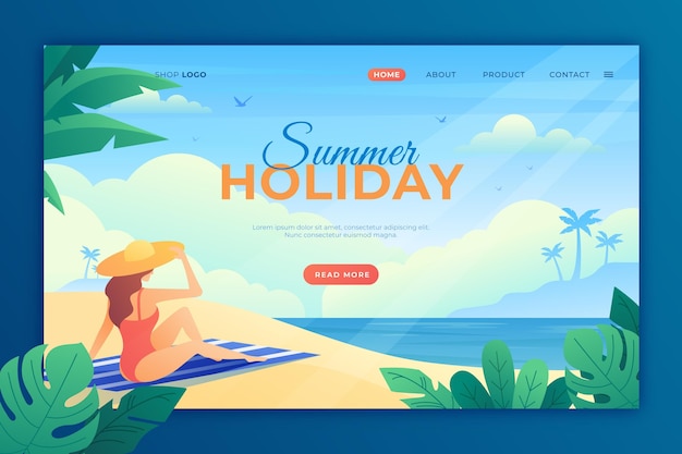 Free vector gradient summer landing page