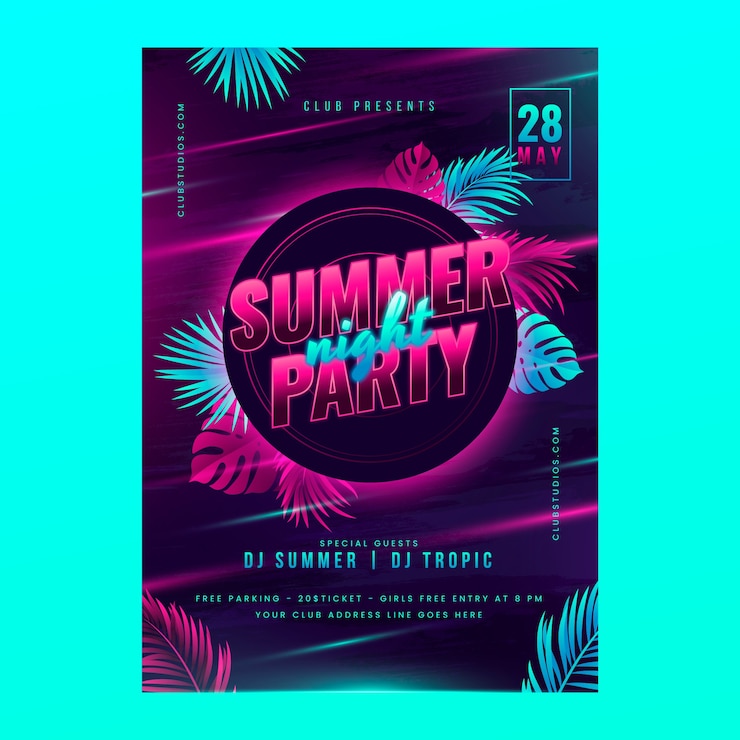 Free Vector gradient summer party invitation