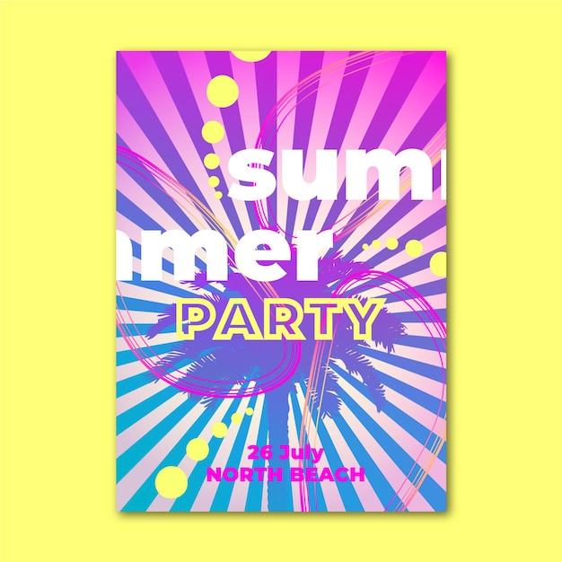 Gradient summer party vertical poster template