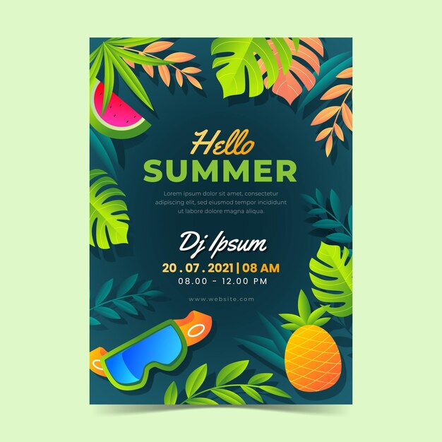 Gradient summer party vertical poster template