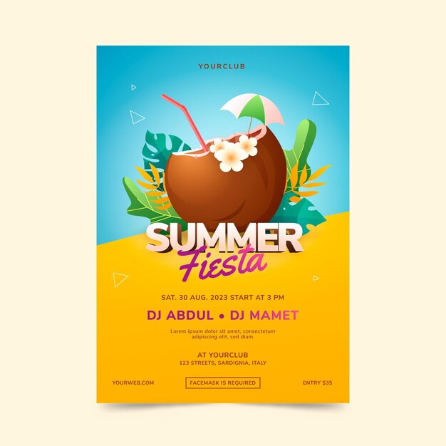 Gradient summer party vertical poster template