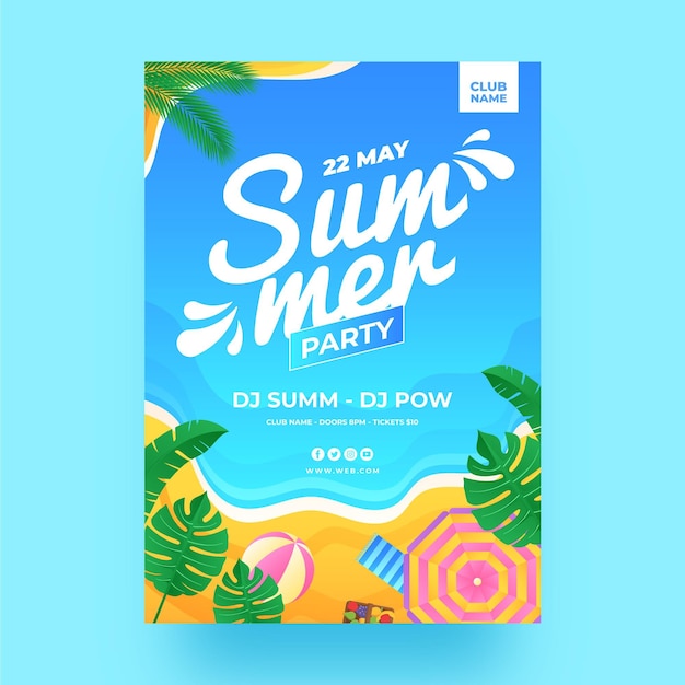 그라데이션 여름 파티 수직 포스터 템플릿