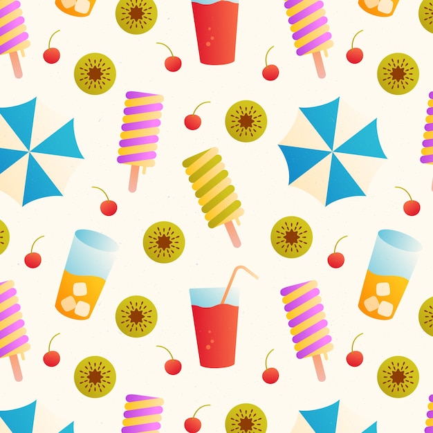 Free vector gradient summer pattern with drinks