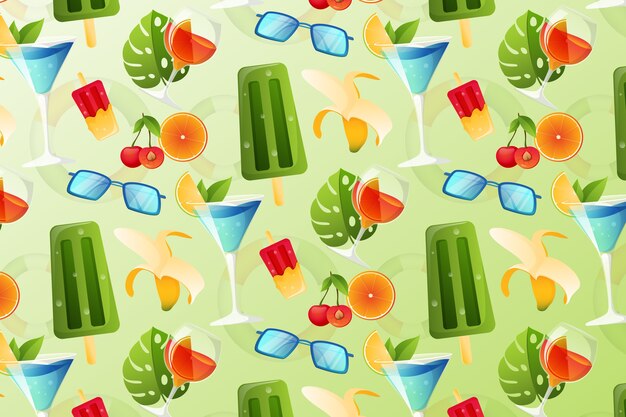 Gradient summer pattern with ice lollies