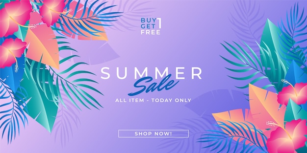 Gradient summer sale horizontal banner template