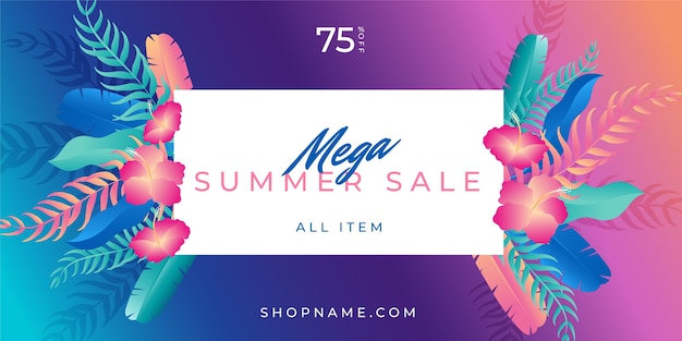 Gradient summer sale horizontal banner template