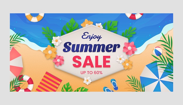 Gradient summer sale horizontal banner template