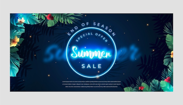 Free vector gradient summer sale horizontal banner template