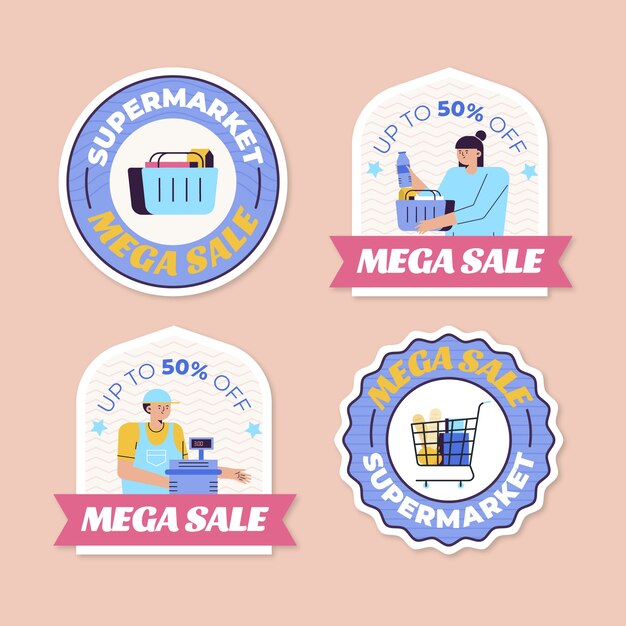 gradient supermarket badges template