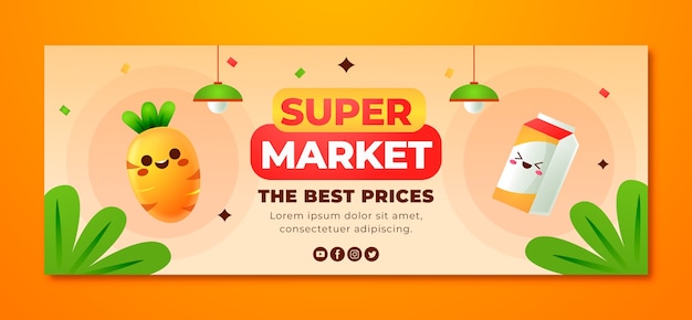 Free vector gradient supermarket facebook cover template