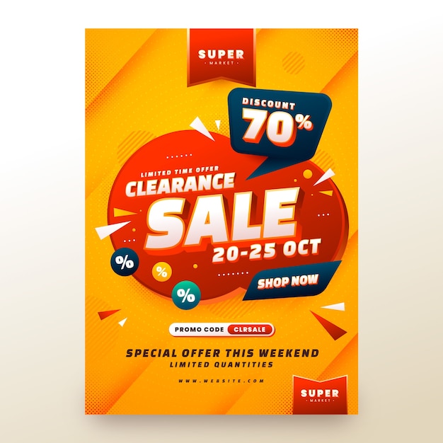 Free vector gradient supermarket flyer template