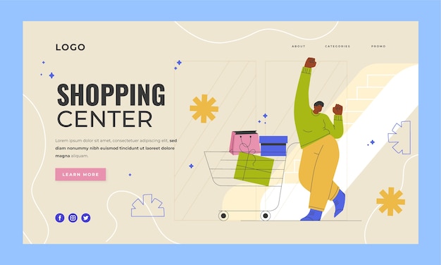 Free vector gradient supermarket landing page template