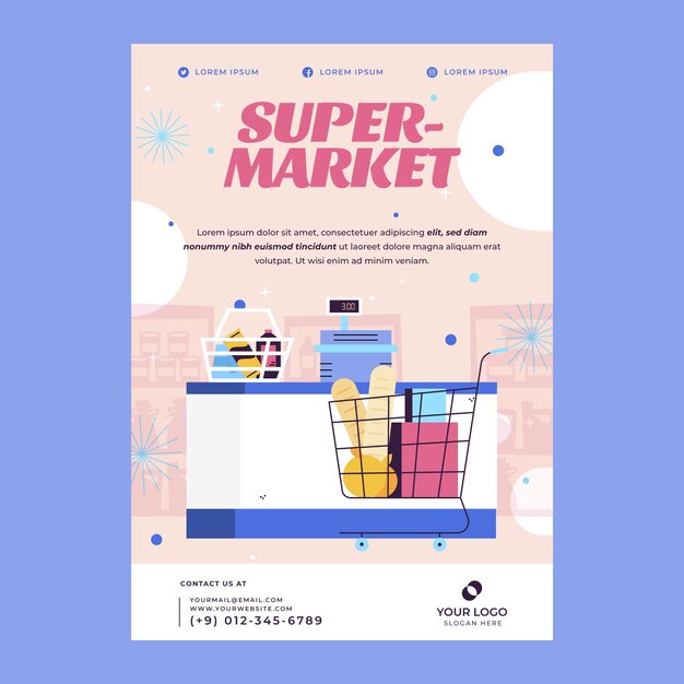 Gradient supermarket poster template