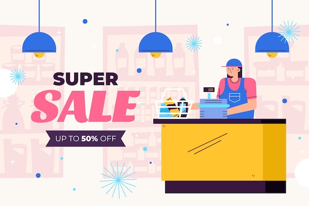 Free vector gradient supermarket sale banner template