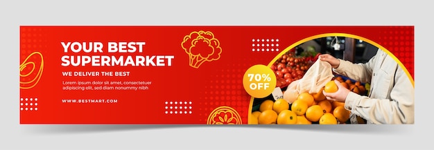 Banner di contrazione del supermercato a gradiente