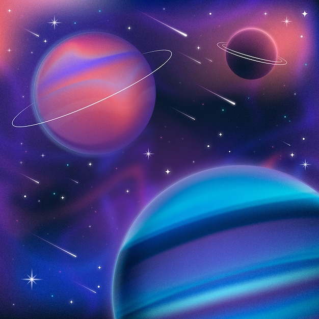 Gradient surrealist galaxy illustration