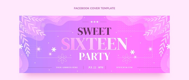 Free vector gradient sweet 16 facebook cover