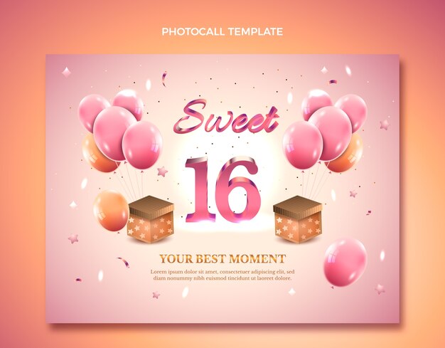 Gradient sweet 16 photocall template