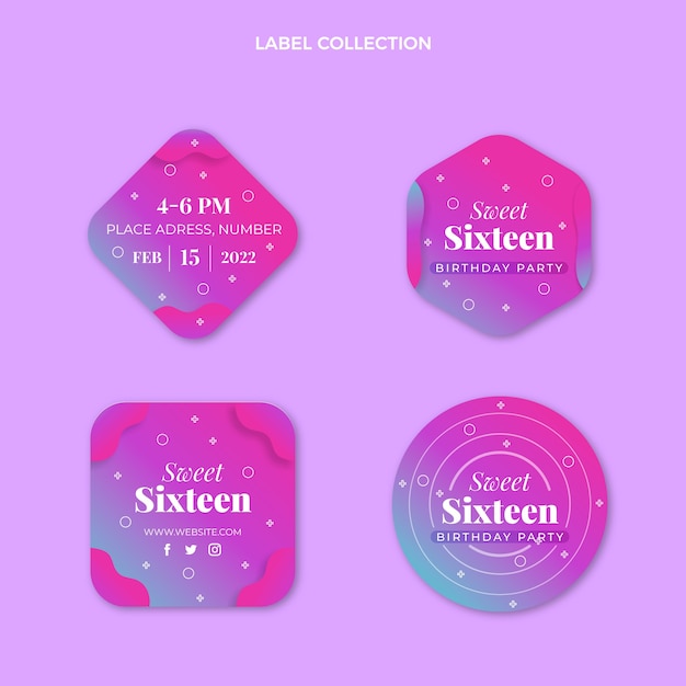 Free vector gradient sweet 16 template