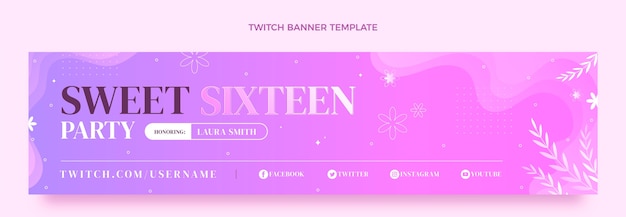 Free vector gradient sweet 16 twitch banner