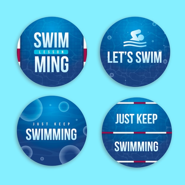 Free vector gradient swimming lessons labels template