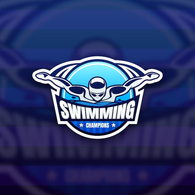 Modello di logo di nuoto sfumato