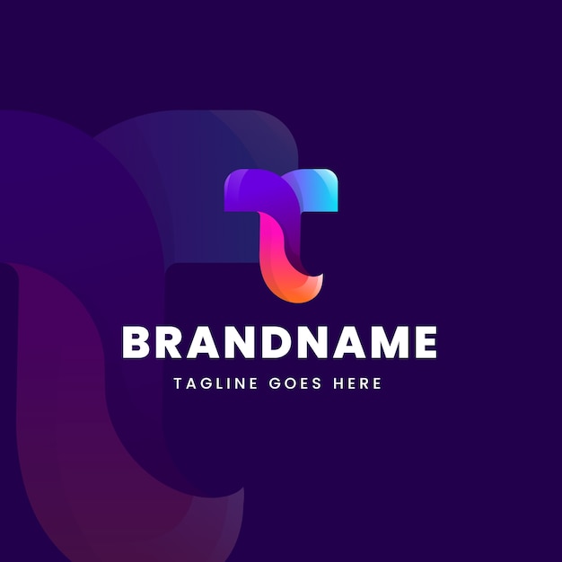 Gradient t letter logo template