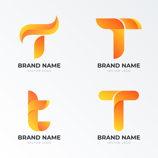 Gradient t letter logo template